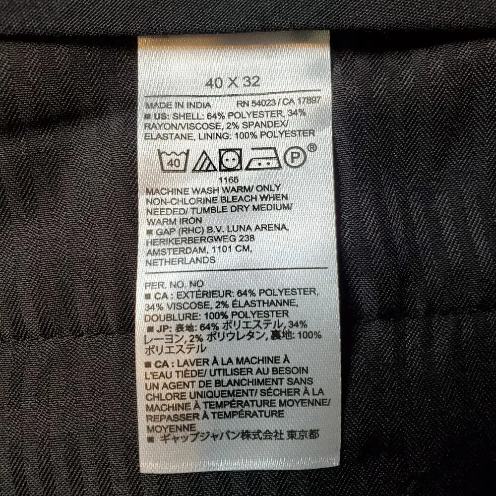 Banana Republic Men's Size 40X30 NWT Plain Weave Suit Trouser Black 616292